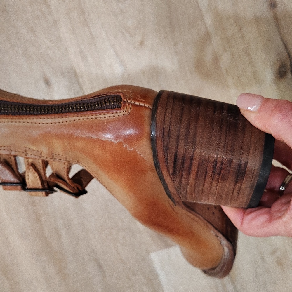 freebird Tan Leather Multi-Strap Block Heel Pumps - Picture 9 of 16